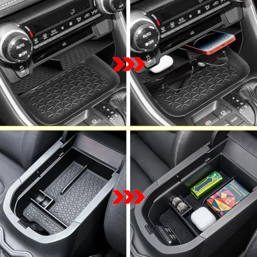 2PCS Center Console Organizer Tray and Armrest Storage Box Compatible with Toyota RAV4 2025 2024 2023 2022 2021 2020 2019 Insert Secondary Storage box Accessories - size: 2 Pieces | Center Console & Armrest Set
