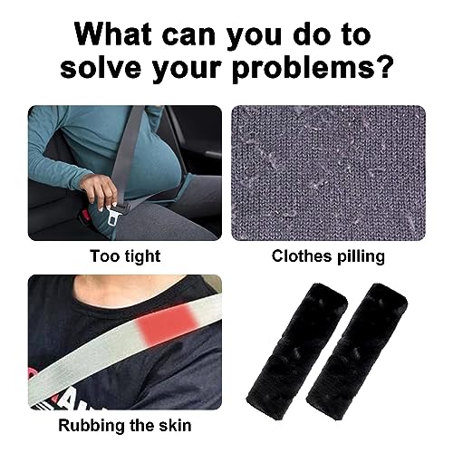 Ziciner 2 Packs Car Seatbelt Covers Shoulder Pad, Universal Soft Faux Sheepskin Shoulder Cover for Comfortable Driving, Fluffy Seat Belt Protector Help to Protect Your Neck and Shoulder (Black) - color: Black