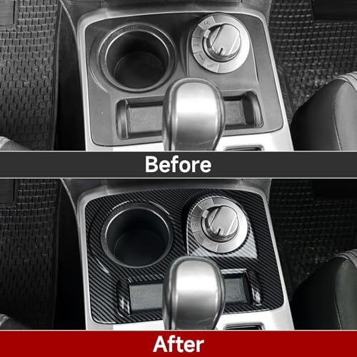 Car Cup Holder ABS Sticker Carbon Fiber Decal Cover Interior Trim Accessories for Toyota 4Runner SUV 2010-2025 Black （A） - color: Cup Holder a