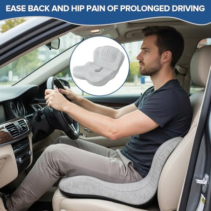 Urban Deco Memory Foam Seat Cushion, Office Chair Seat Cushion with L-Shaped Design, Ergonomic Back and Seat Pad Cushion for Car, Driving, Office, Grey - color: Grey