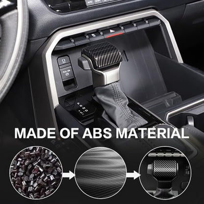 Car Gear Shift Knob Cover Accessories for Toyota Tundra 2022-2024 Sequoia 2023 Tacoma 2024 Auto Interior Trim Protector Cap-Carbon Fiber Grain - size: Toyota-Tundra