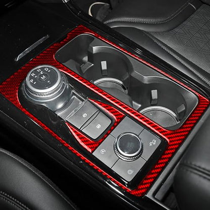 Real Red Carbon Fiber Car Center Console Gear Shifter Control Panel Sticker Auto Interior Trim Compatible with Ford Explorer(U625) XLT/Limited/ST/Platinum/Platinum Hybrid 2020 2021 2022 2023 - color: Automatic Gear Shift Panel