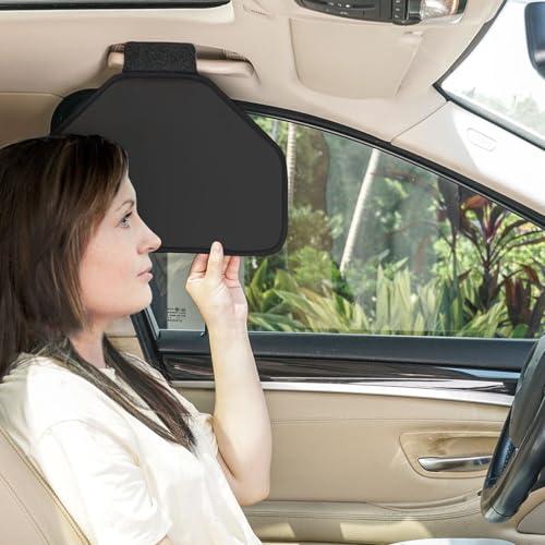 TFY Side Window Sun Visor for Car Roof Handles - Sun Glare and Heat Blocker for Driver or Passenger, Reduces Side Window Glare, Easy Installation and Storage (Black) - color: Black