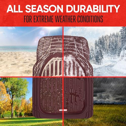 BDK Red All Weather Heavy Duty Car Floor Mats Interior Liners for Auto Van Truck SUV, Heavy Duty All Weather Protection, Fits Front & Rear - color: 4pc Deep Dish