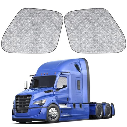 Side Window Sun Shade for Freightliner Cascadia 2008-2017, Custom Fit 210T Reflective Sunshade for Semi Truck, 6-Layer Heat Insulation Privacy Protector, Block 99% UV Rays, 2PCS - size: Freightliner Cascadia 2008-2017