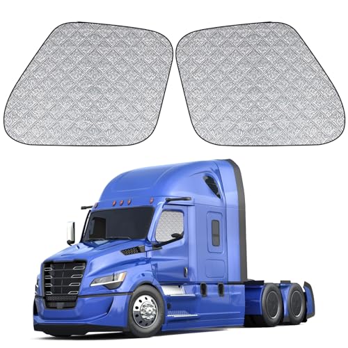 Side Window Sun Shade for Freightliner Cascadia 2008-2017, Custom Fit 210T Reflective Sunshade for Semi Truck, 6-Layer Heat Insulation Privacy Protector, Block 99% UV Rays, 2PCS - size: Freightliner Cascadia 2008-2017