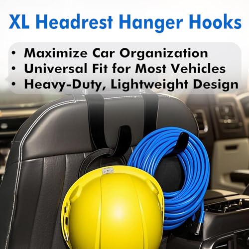 Travel Depot XL Hard Hat Holder for Truck, Heavy-Duty Headrest Hooks, Seat Back Organizer for Hard Hats, Bags & Gear, Universal Truck & Car Headrest Organizer, 2-Pack - size: 2 Pack