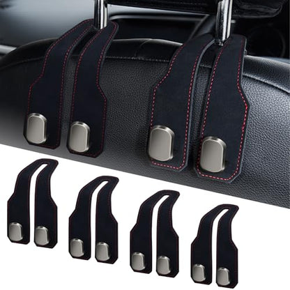 Car Seat Headrest Hooks for Purses and Bags, 4 Pack Bag Purse Holder for Car With Double Metal Hooks, Car Purse Hanger, Headrest Back Seat Handbags Hook Cute Hanging Accessories, Black - color: Black 4pcs