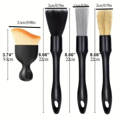 4 Counts Set Car Detailing Products,Soft Professional Portable Brush for Car Interior Cleaning & Dust Removal, Car Valeting Kit,Car Interior Cleaning Brush Set, Cleaning Supplies,Automotive.
