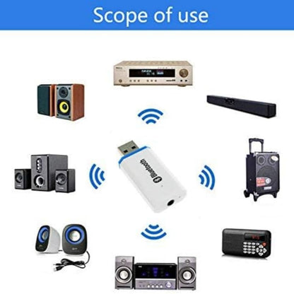 USB Bluetooth Adapter, Bluetooth USB Audio Receiver Wireless Adapter for Home/Car Stereo System, Portable Speakers with AUX in & 3.5mm Cable (White) - color: White