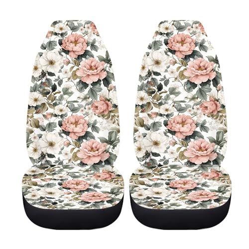 Vintage Floral Print Car Seat Cover for Women,Universal Auto Front Seats Covers,Waterproof and Universal Fit for Cars,SUVs,Sedans,Trucks,or Van - color: Vintage Peony