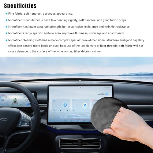 Ohleats Car Screen Cleaner, Microfiber Auto Screen Cleaning Pad, Foldable Touch Screen Cleaner Cloth for Vehicle Dashboard LCD Display, Interior Car Accessories - color: Round,1Pcs