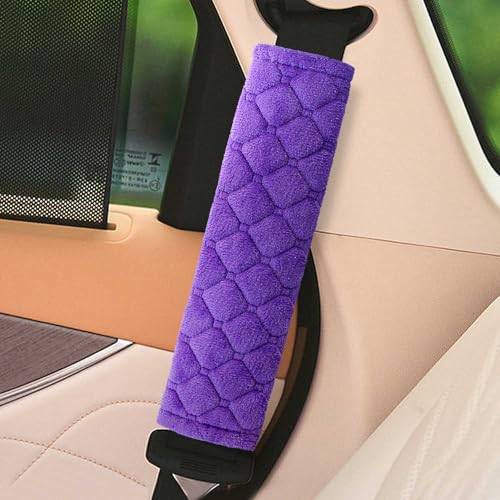 Yumikoo Plush Seat Belt Pads - Set of 2 Cozy & Soft Car Seat Belt Cushions for Comfortable Travel - Perfect for Road Trips and Airplane Rides (Purple) - color: purple