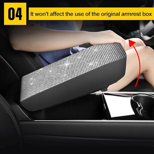 AOMSAZTO Bling Crystal Diamond Console Covers for 2011-2019 Ford Explorer Leather Armrest Covers - color: Bling