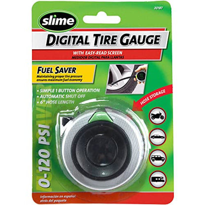 Slime 20187 Tire Pressure Gauge, Digital, Wraparound, Fits Any Size Tire Rims (0-120 Psi) - size: Wraparound, style: Digital