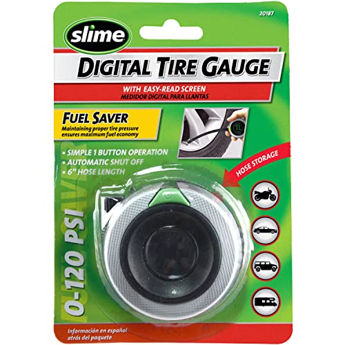 Slime 20187 Tire Pressure Gauge, Digital, Wraparound, Fits Any Size Tire Rims (0-120 Psi) - size: Wraparound, style: Digital