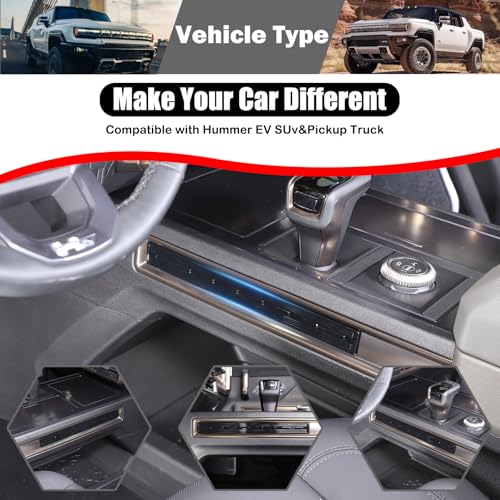 for Hummer EV Accessories Center Console Gear Shift Control Panel Side Cover Frame Compatible with 2022-2024 2025+ Hummer EV SUV Truck Gear Control Panel Side Strip Interior (Piano Black) - color: Piano Black