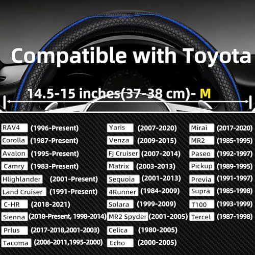 NBTEPEM Customized Auto Car Steering Wheel Cover for Toyota, Microfiber Leather Steering Wheel Covers with Anti-Slip Lining, Breathable, Safety, Soft, Sports Style (Black with Blue Line) - color: Black with Blue Line