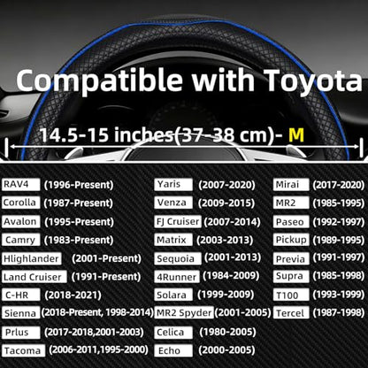 NBTEPEM Customized Auto Car Steering Wheel Cover for Toyota, Microfiber Leather Steering Wheel Covers with Anti-Slip Lining, Breathable, Safety, Soft, Sports Style (Black with Blue Line) - color: Black with Blue Line