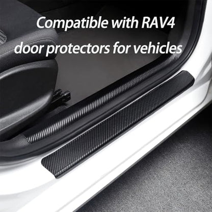Outer Door Sill Protectors for Toyota RAV4 2016-2019, 4-Piece Set Anti-Scratch Scuff Plates, Matte Carbon Fiber Texture, Full-Coverage Crown Adhesive No Edge Lifting, Paint-Safe Removable - size: (2016-2019 External Door sill)