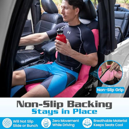 HAPPEGEAR Happeseat Waterproof Car Seat Cover & Protector – Universal Fit Car Seat Towel Cover – Non-Slip Backing, Easy Install & Storage, Machine Washable, Fits Front & Back, Pink - color: Pink