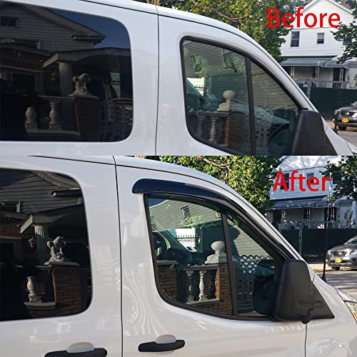 92676 Sunproof Waterproof Side Window Wind Deflector Visor fit for 2014-2024 Ford Transit, 2pcs Protective Replacements Side Rain Guards Set - size: P-92676
