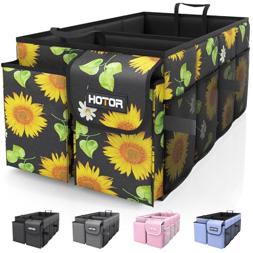 HOTOR Foldable Trunk Organizer - SUV & Sedan, Sturdy Car Organization with 2 Compartments, 21.3"12.6"10.6" - color: Sunflower, size: Medium (2 Compartments)