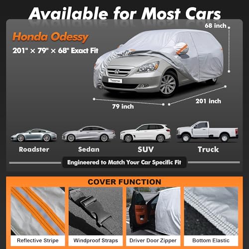 Car Cover Waterproof All-Weather,Heavy-Duty Outdoor Full Exterior Automobiles Hatchback(Length 179-206 inch) with Windshield Sun Shade Universal FitHonda Odyssey, Sienna,Dodge Caravan etc - size: Fit Sedan Length 179-206 inch(2XXL-525)