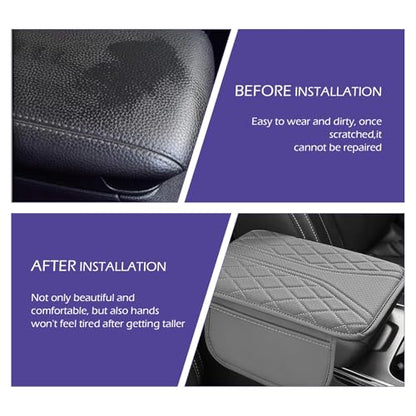 Car Center Console Cover, Leather Center Armrest Cover with Storage Bags, Automotive Heightening Console Protection Pad, Universal for Cars, Trucks, SUVs (Grey) - color: Grey