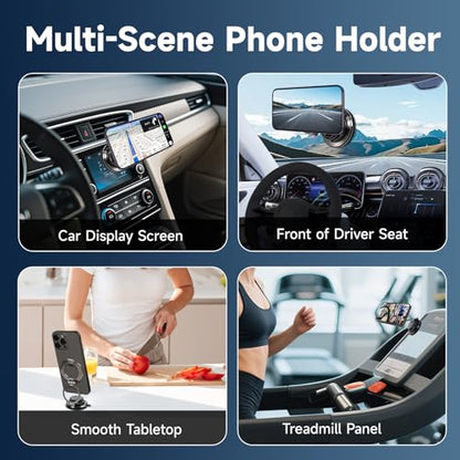 Magnetic Car Phone Holder, 360° Adjustable Suction Cup Universal Phone Mount, Multi-Scene for Car Office Gym Home, Compatible with iPhone 17/16 Pro Max & Other Magnetic Phones (Black) - color: Black