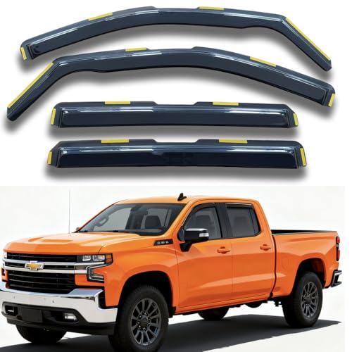 in-Channel Window Visors Vent Deflectors for Chevy Silverado & GMC Sierra 2500HD/3500HD 2020-2026 Crew Cab, Window Rain Guards Sun Shades - size: For Silverado & Sierra 2500HD/3500HD