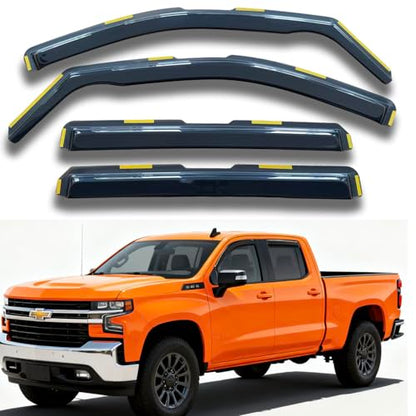 in-Channel Window Visors Vent Deflectors for Chevy Silverado & GMC Sierra 2500HD/3500HD 2020-2026 Crew Cab, Window Rain Guards Sun Shades - size: For Silverado & Sierra 2500HD/3500HD