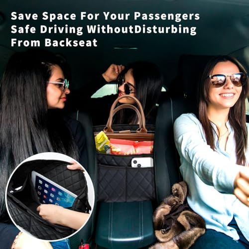 Car Handbag Holder Between Seat Durable Leather Seat Back Organizer Pet & Kids Driver Storage Netting Pouch Driver Storage Netting Pouch (Upgraded Black B) - color: Upgraded Black B