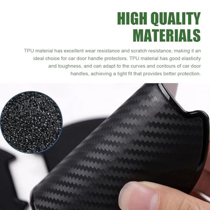 4PCS Car Door Handle Scratch Protector, 3D Fashion Carbon Fiber Auto Door Bowl Sticker, Vehicle Handle Paint Protective Film Cover Accessories, Universal for Most Vehicles (Black)