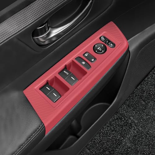 Temmis 4PCS Car Door Window Switch Panel Cover for Honda CRV 2023-2026 (Gasoline & Hybrid), Auto Interior Decor Accessories Armrest Trim Silicone Style Kit-Red - color: Red for Door Window Switch Cover