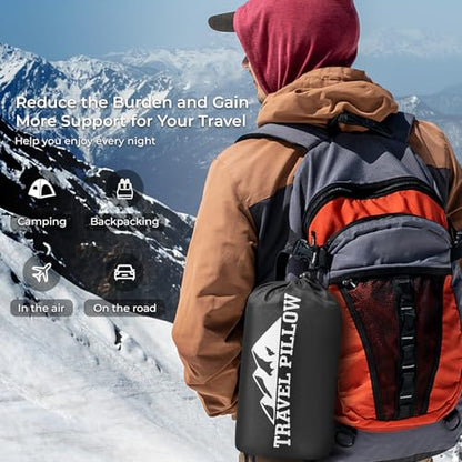 Travel Pillow Memory Foam Pillows, Camping Pillow-Compressible Medium Firm, Breathable Cover, Ideal Backpacking Hiking, Bed Pillows, Airplane and Car (Blue, M) - color: Blue, size: M-17.7*11.8in