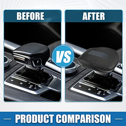 Gear Shifting Knob Cover Automatic Transmission Lever Trim for Mitsubishi Outlander PHEV GN0W GN Series 2022-2023 Faux Leather Black - color: Black
