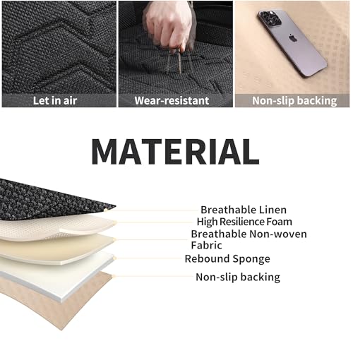 Linen Car Seat Covers Breathable Cloth Fabric Front Seat Protectors Automotive seat Covers Universal Fit for Most Cars Vans SUVs and Trucks（Black，2PCS） - color: BLACK