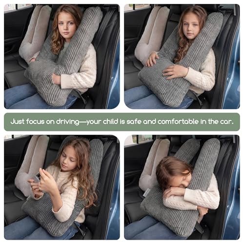 HIGOGOGO Washable Travel Pillow, Car Pillow for Kids & Adults, Travel Pillows with Removable Soft Cover and High-Support Foam, Fix Neck and Body Sitting/Sleeping on The Trip, Dark Grey - color: U-dark Grey