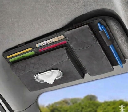 Multifunctional Car Visor Organizer (Suede leather - Gray) - color: Suede leather - Gray
