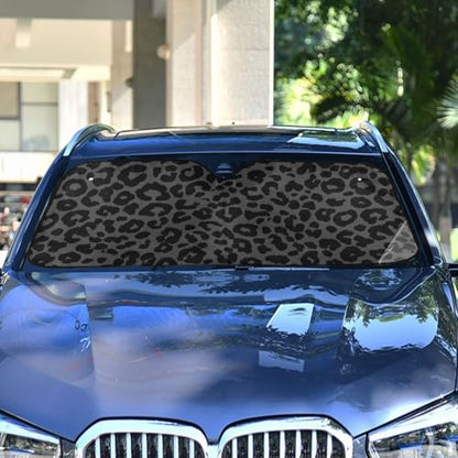 Windshield Sun Shade Dark Gray Leopard Cheetah Print Ram Front Window Block UV Shades Visor Reflective Retractable for Car SUV Trucks - color: B012