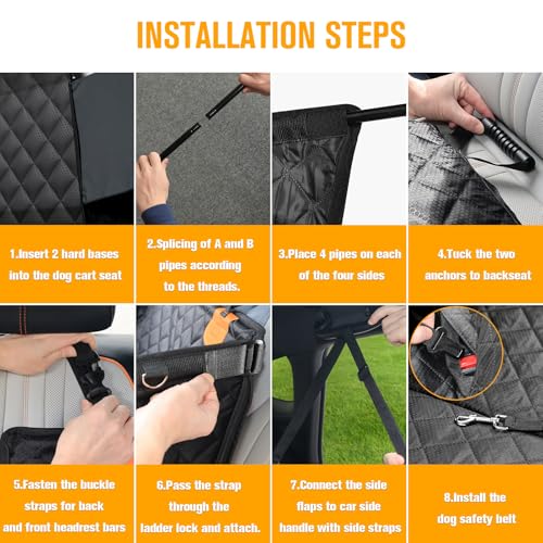 PETICON Large Dog Car Seat, Back Seat Extender for Dogs with 3 Mesh Windows, Waterproof Medium Carseat for Dogs with 4-Splice Hard Bottom, Pet Seat Cover for Cars, Trucks and SUVs (Black) - color: Black
