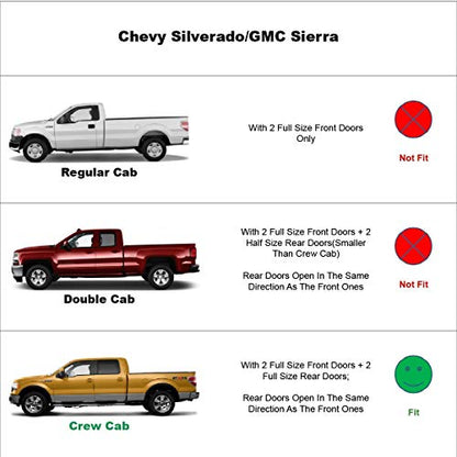 Side Wind Deflector, 4pcs Out-Channel Tape-On Rain Guards Set, Window Visors fit for 2014-2018 Chevrolet Silverado/GMC Sierra 1500 Crew Cab,2015-2018 2500HD-3500HD Crew Cab 94536 - size: 14-18 Silverado/Sierra Crew Cab (Full Rear Door)