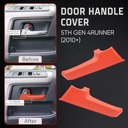 AJT DESIGN Door Handle Covers Compatible with Toyota 4Runner 2010+ (5th Gen) | 5th gen 4runner Chrome Delete | ABS Plastic Front & Back Interior Car Door Handle Cover| Made in USA | Solar Octane - color: Solar Octane