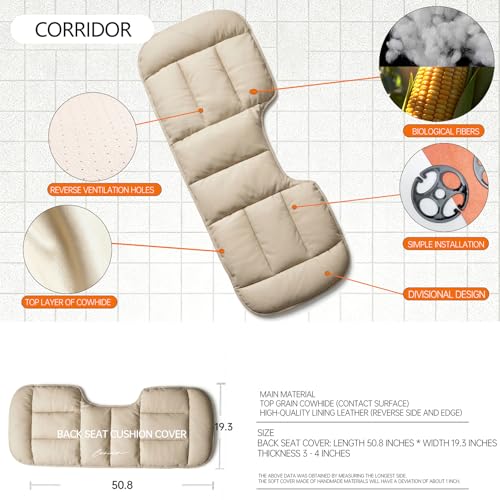 A leather rear seat cushion specially designed for cars - made by hand - can relieve pain in the buttocks, pressure points, and sciatic nerve. | Rear seat cover (Off White, Rear Seat Cushion) - color: Off White, size: Rear Seat Cushion