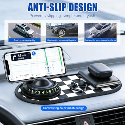 Mobile Phone Bracket Anti-Slip Mat,Multifunction Car Anti Slip Mat,360° Rotatable Non-Slip Vehicle Dashboard Mat with Phone Holder & Temporary Parking Number (Style-C) - color: Style-C