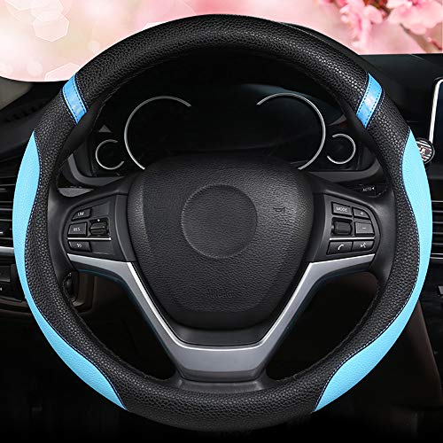 Universal Leather Steering Wheel Cover for Women Steering Wheel Cover for Car 15 inch (Blue) - color: Blue
