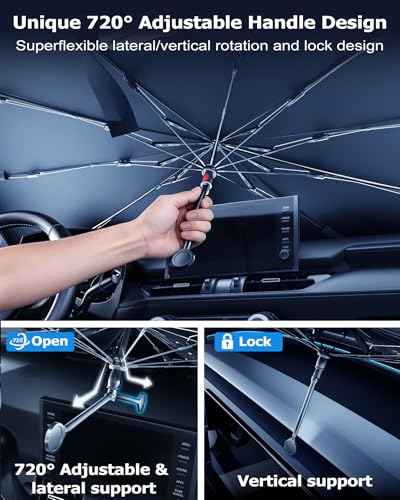 DMJN Umbrella Windshield Sun Shade for Toyota 4Runner (2017-2026), Car Sunshade for Front Windshield [Nano Ice-Crystal Coatings] UPF50+ Heat & UV Block, Protect Interior & Keep Cooler - size: For | Toyota 4runner (2017-2026)