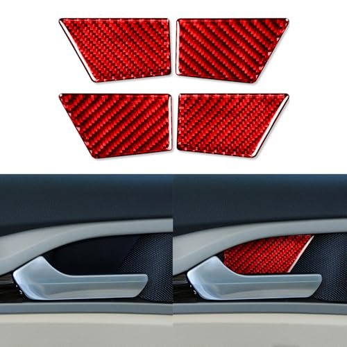 Real 3K Red Carbon Fiber Car Inner Door Handle Bowl Collision Protector Decoration Sticker Auto Interior Accessories Compatible with Ford Mondeo/Fusion 2013 2014 2015 2016 2017 2018 2019 - color: Red-inner Door Bowl