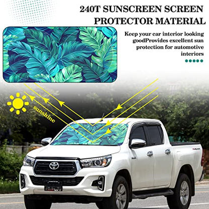 Windshield Sun Shade Foldable Car Front Window Covers for Car Accessories Sun Heat UV Rays Visor Protector Protection for Universal Cars SUV Truck(Leaf) - style: Leaf